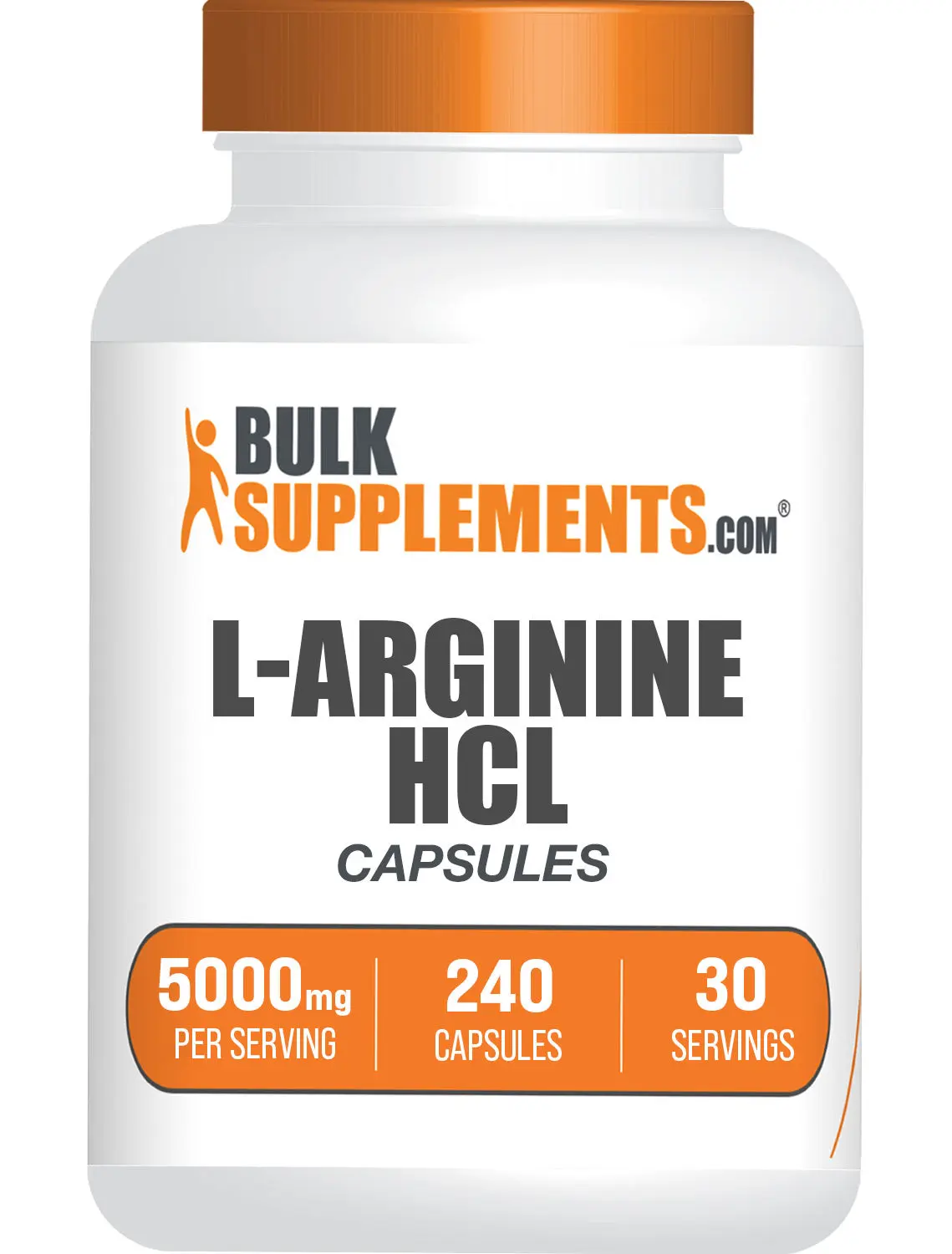 BulkSupplements L-Arginine HCl Capsules - Dietary Amino Acid Daily Supplement for Fitness & Healthcare - 5000mg per Serving, 240 Capsules