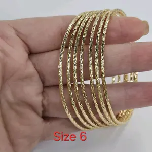 Set Gold Filled Bangle Bracelet Size 6 for Women Elegant and Durable Jewelry Accessory 2mm