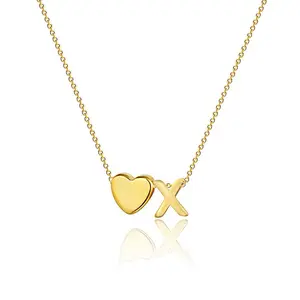 PeregrinaX 14k Gold Plated Heart Necklace for Women Initial Letter Necklace for Women Birthday Gift for Women