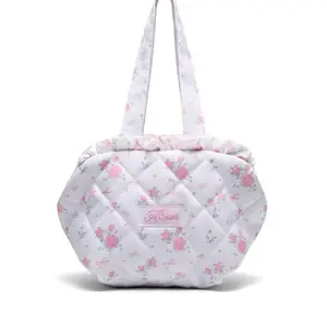 AiSuri Quilted Mini Tote Cosmetic Bag – Coquette Floral Travel Pouch