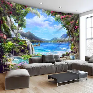 1 piece, Extra Large Waterfall and Lake View Tapestry - Polyester Wall Hanging, Suitable for Living Room, Bedroom, Office Decoration - Easy to install, No Power Required, Suitable for Spring background decoration