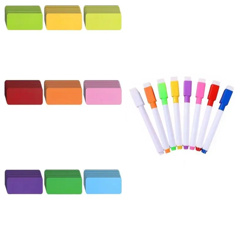 Magnetic Name Tag with 8 Counts Magnetic Color Pen, 9 Color Magnetic Name Tag, Writing Refrigerator Sticker, Suitable for Office and Learning Use