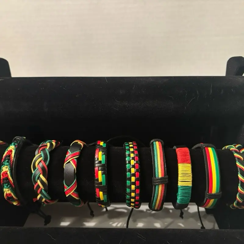 NEW Ethnic Style Woven Bracelets Sold Individually in Vibrant Rasta Colors Perfect for Boho Fashion