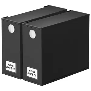 SpaceAid 2 Pack Bed Sheet Storage Container for Linen Closet, Black