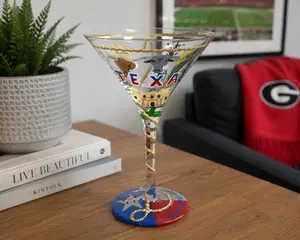 Lolita Texas-tini Hand Painted Recipe On The Bottom Martini Glass Retired