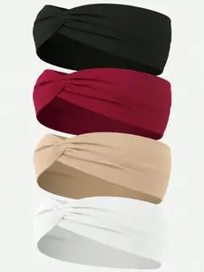 4-Pack Twist Hair Bands for Women, Soft Fabric Elastic Headbands, Non-Slip Scarf-Style Hair Ties, Ideal for Yoga and Daily Use
