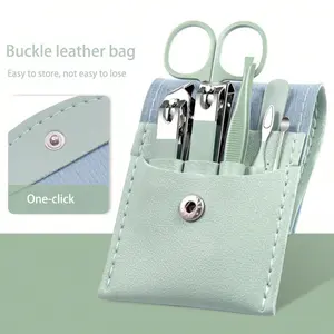 7 Piece Manicure Set Compact Travel Nail Kit with Nail Clippers, Nail Trimmer and Scissors, Ear Wax Removal Tool and Pedicure Kit for Women and Men Nail Care Tool
