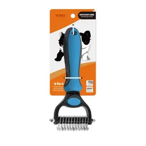 Original Pet Detangling Comb, Dual-Sided De-Shedding Tool Deshedding Tool for Dogs & Cats, Wide Grooming Brush, Reduces Shedding by 95%, Long Hair Use