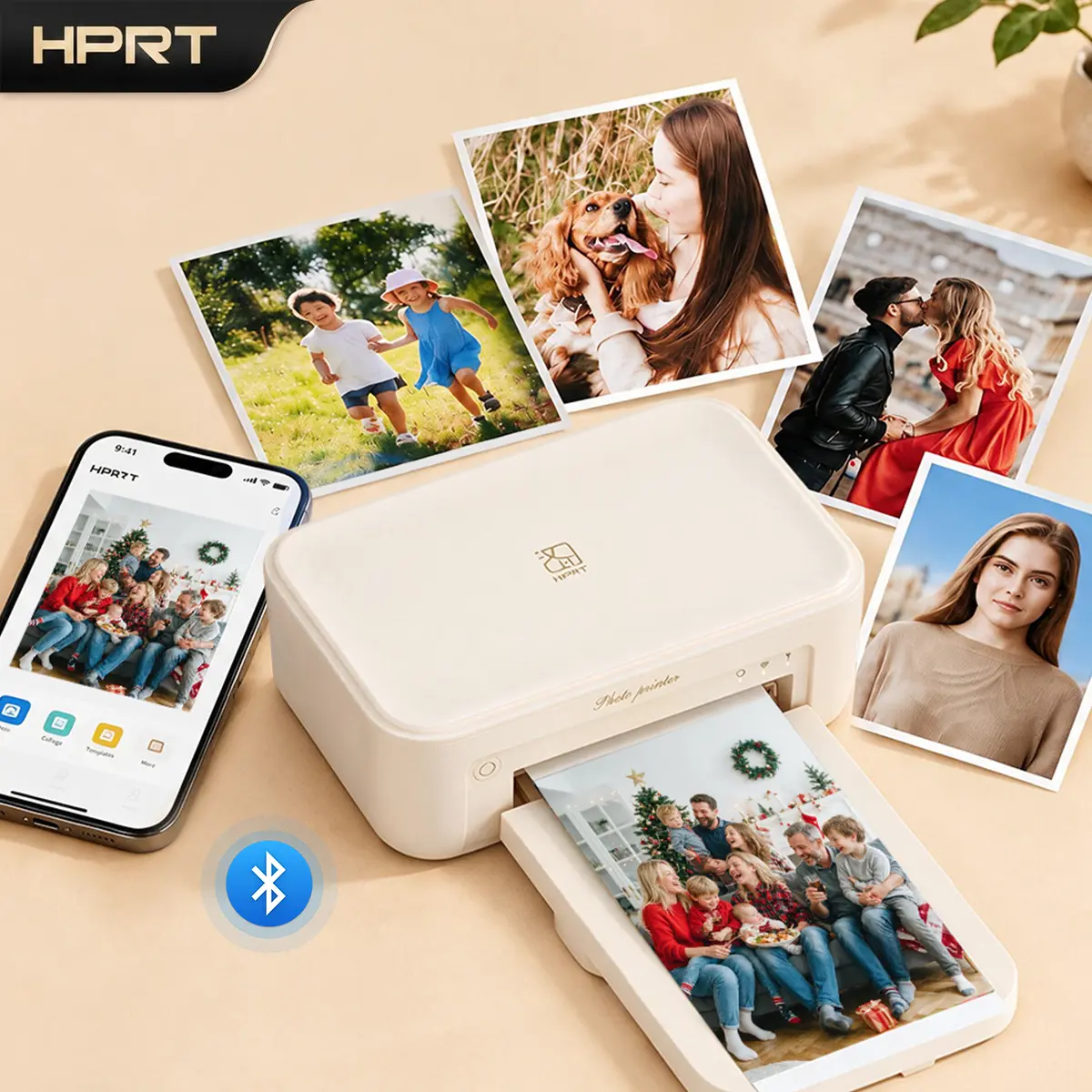 HPRT CP4100 4PASS 4x6in Dye-Sublimation Instant Photo Printer, 300dpi Lightweight Waterproof Bluetooth Wi-Fi Printer with AR App, Ink-Free, Vivid High-Def Prints, Ideal for Weddings/Parties, Family Gifts