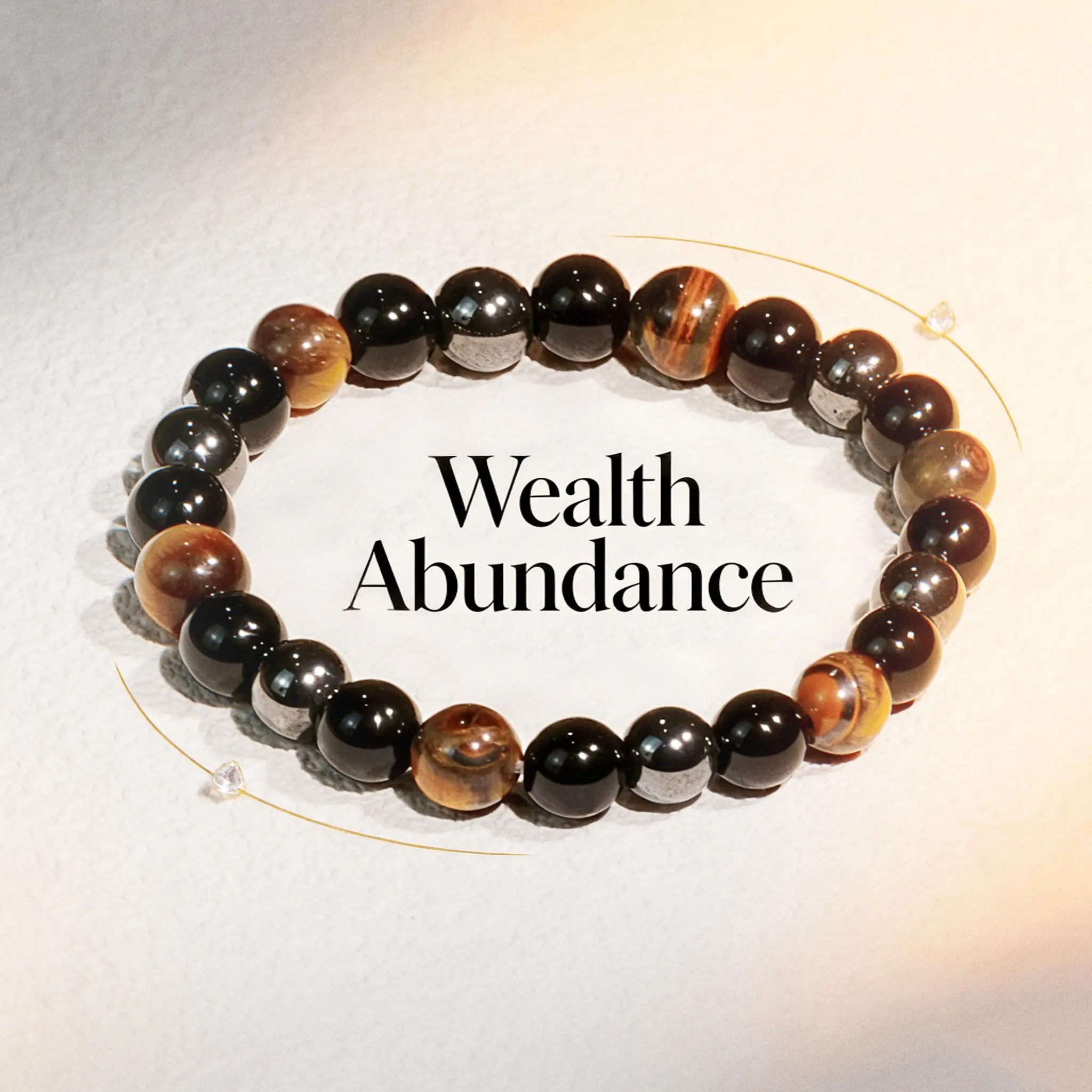 Crystal Beaded Bracelet - 8mm Obsidian & Tiger Eye Gemstone Beads, Unisex Stretch Band for Adults, Everyday Arm Candy for Spirituality & Focus, Bracelet Stacking Accessory, Thoughtful Gift