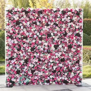 8x8FT mix flowers Flower Wall Backdrop  3D Fabric Wedding Decor Roll Up Curtain flower wall