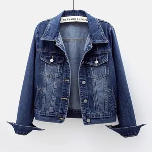 Spring Autumn Women��s Denim Jacket Long Sleeve Overcoat Loose Denim Coat Button Outwear Jeans Jackets 5XL Can be used with raincoat