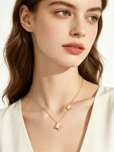 2026 Latest Trend High-Quality Double-Layer Frosted Butterfly Necklace, Elegant Versatile Choker Necklace, Perfect Birthday Gift for Girlfriend Bestfriend