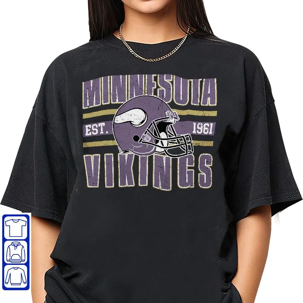 MN Vikings Retro Shirt - Vintage Football Design, Soft Cotton Crew Neck Tee for Game Days
