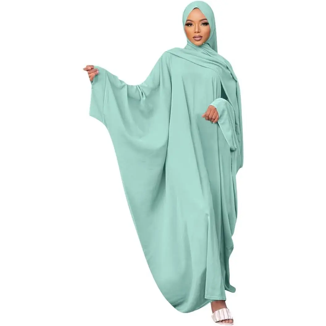 Muslim Dress for Women Pakistani Kaftan Abaya Robe + Hijab Arabic  Prayer Clothes Dubai Outfits