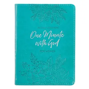 One-Minute with God for Women | 365 Daily Devotions, Spiritual Encouragement, Refreshing Faith Guide, Teal Faux Leather Flexcover