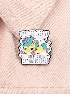 Cute Cartoon Unicorn Design Brooch, Fashion Alloy Pin for Daily Clothing Decor, Trendy All-match & Exquisite Brooch for Birthday Gift