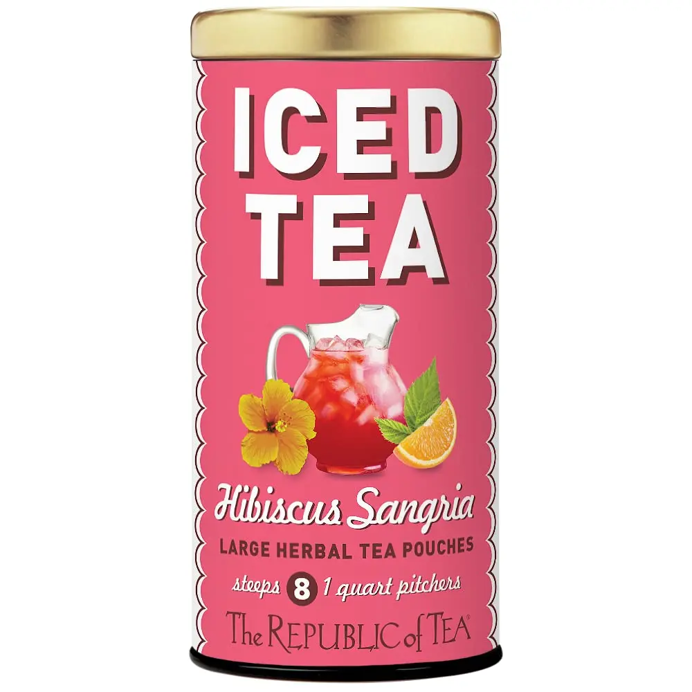 The Republic of Tea-Hibiscus Sangria Iced Herbal Tea, 8 Large Quart-Sized Iced Tea Pouches, Naturally Caffeine Free The Republic of Tea-Hibiscus Sangria Iced Herbal Tea, 8 Large Quart-Sized Iced Tea Pouches, Naturally Caffeine Free