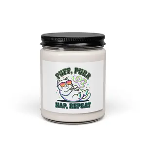 Puff Purr Nap Repeat Candle, Soy 9oz | Cannabis 420, Stoner Humor