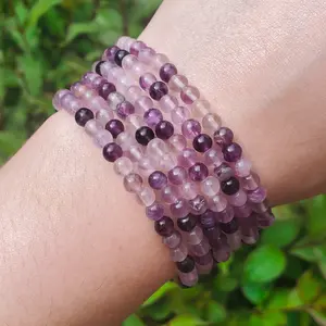 Purple Fluorite Bracelet- 4mm, Handmade, Natural Crystals, Custom Sizes