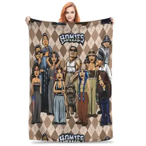 1 Piece Chicano Homies Blanket Sofa Bedroom Bed Home Office Nap Blanket Car Travel Picnic Blankets Gift West Coast Style Lowrider Aesthetic Soft Flannel Throw