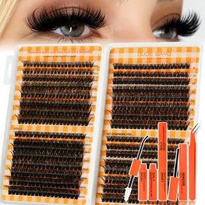 Super Dense Soft Individual False Eyelashes, Reusable Natural Look, Easy Application, Non-Toxic, Mixed Length, D Curl, 0.07mm Thickness
