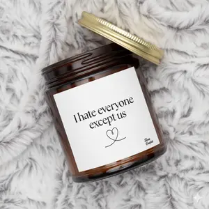 I Hate Everyone Except Us Candle, Funny Valentine Candle, Valentine Gift for Him, Best Friend Gift, Couples Galentine Candle