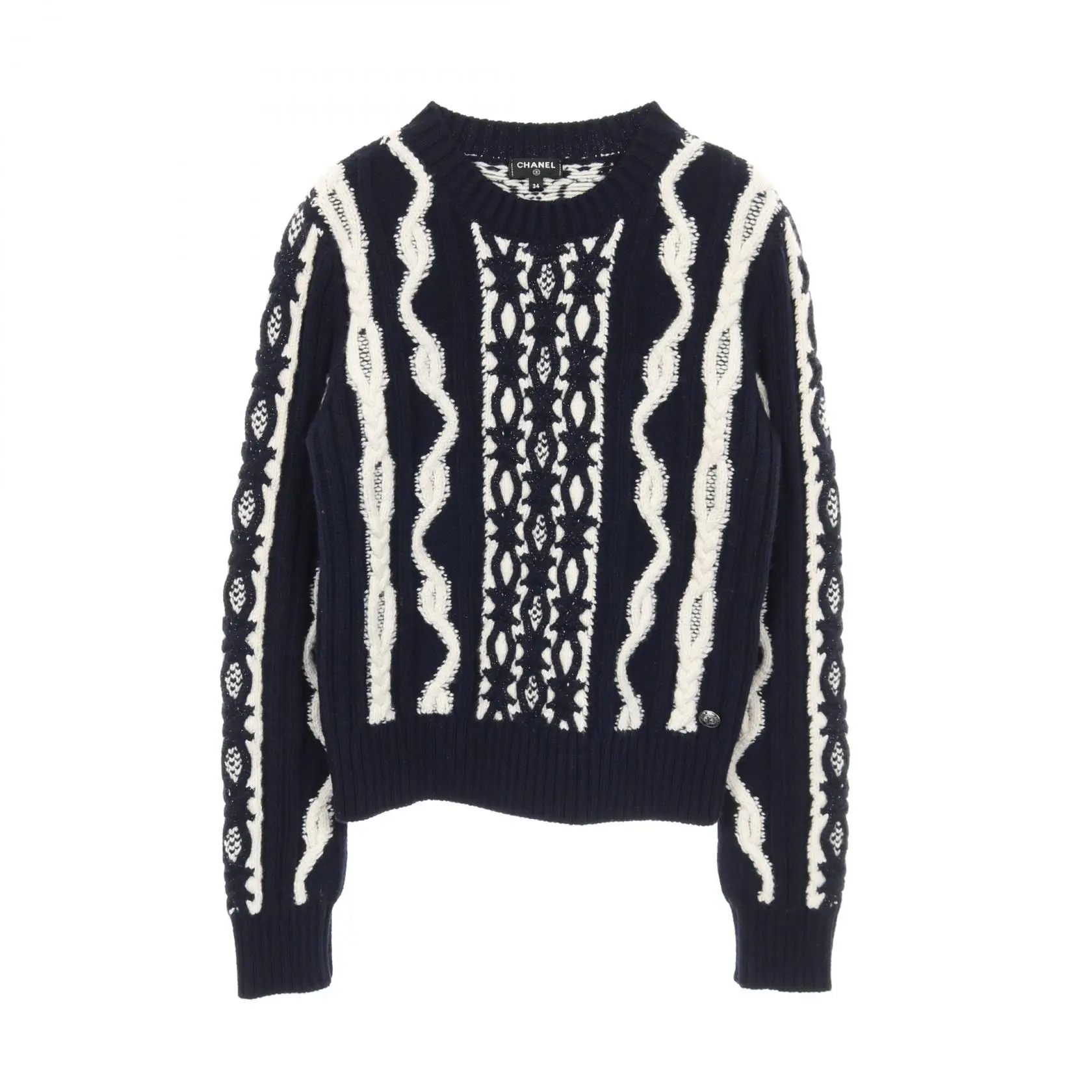 Pre-owned CHANEL Wool Small Leather Goods Cashmere Knit Top 2307262101219396576