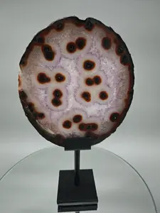 Rare Amethyst with Agate Slice & Stalactite Eyes - Backlit Brazilian Crystal Specimen - Unique Clear Formation - One of a Kind