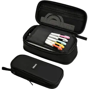 Pencil Case Pencil Pouch for Boys Big Capacity Pen Bag Box, Aesthetic College School Supplies for Student Teen Adults Preppy,Black