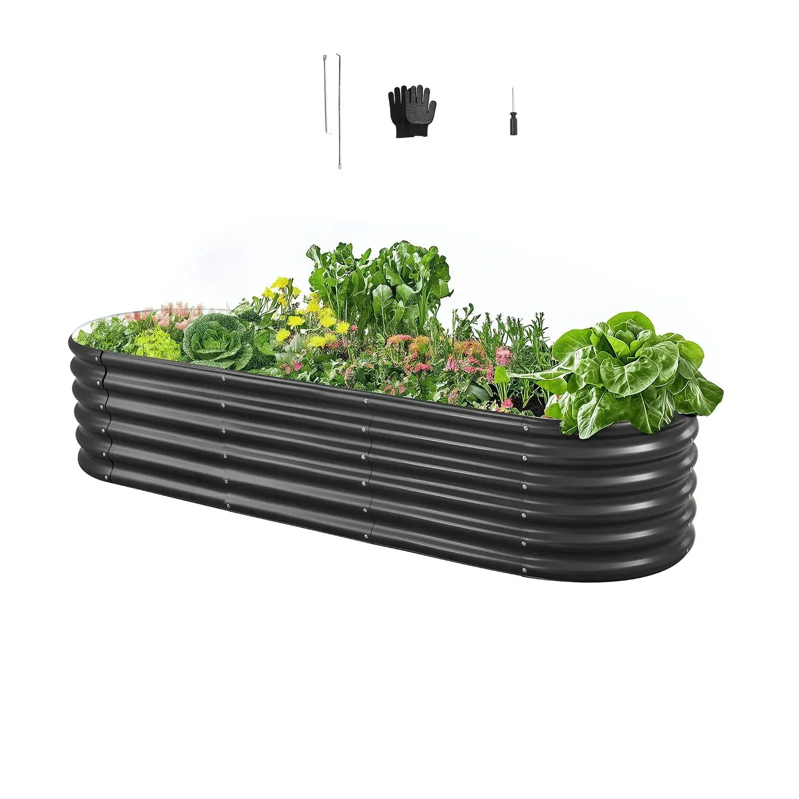 7*2*1ft & Oval Outdoor Galvalume【Dark Gray】