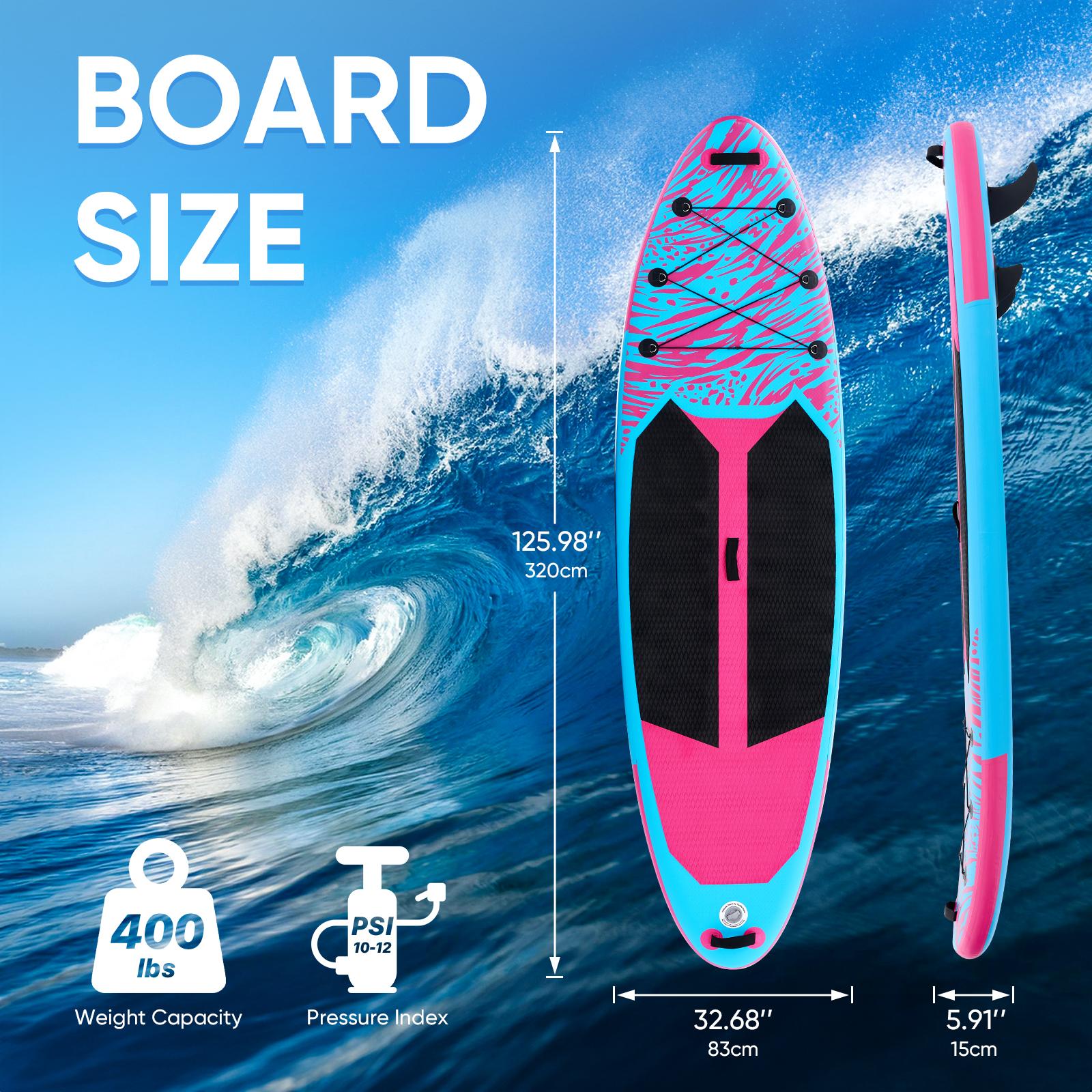10.5ft Inflatable Stand Up Paddle Board 125.9"×32.6" | 400lbs Weight Capacity | Beginner Friendly SUP with Premium Accessories for Lakes, Rivers & Ocean