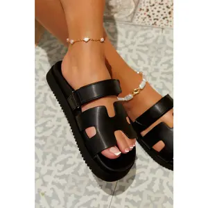 Sun Kissed Sun Slip On Sandals - Black