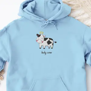Holy Cow Hoodie Embroidered Holy Cow Hoodie Holy Cow Shirt Funny Embroidered Hoodie Silly Embroidered Sweatshirt