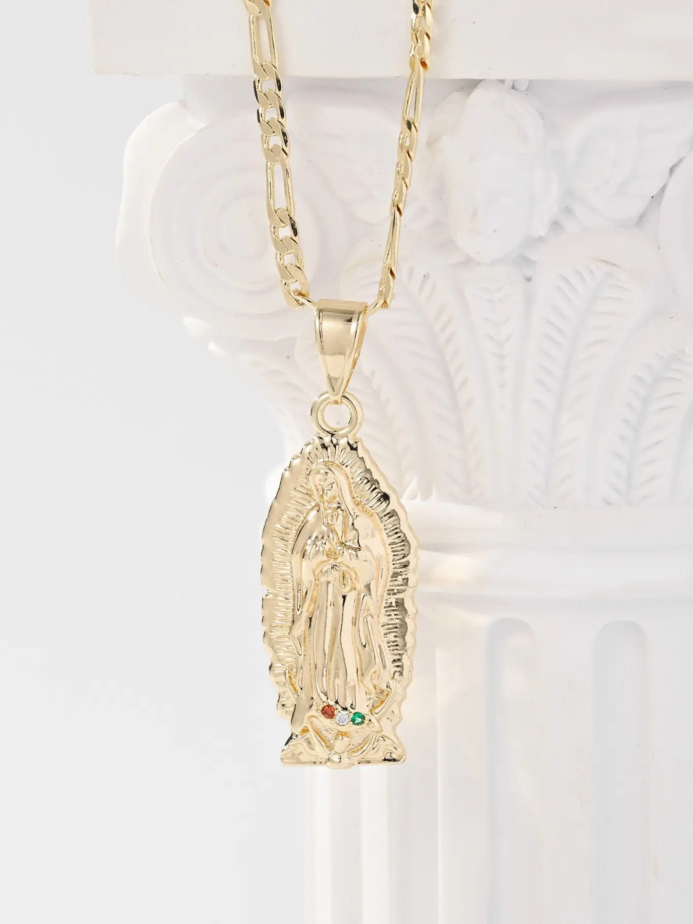 Stylish 14k Versatile Virgin Mary Figure Pendant Necklace, Fashion Necklace, Embedded 3a Zirconia, Suitable for Daily Wear, Unisex Gift for Birthdays & Christmas