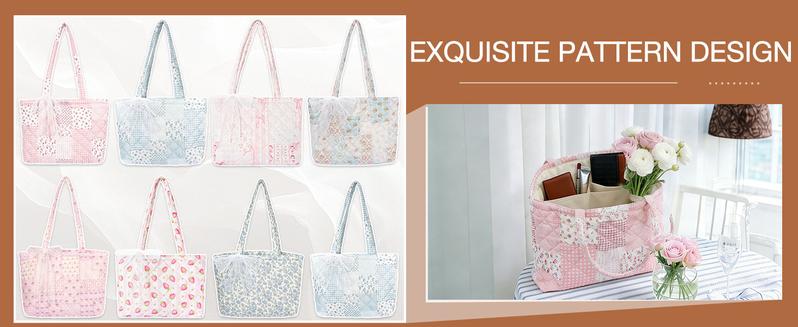 Quilted Small Tote Bag for Women Cute Floral Design Large Capacity Laptop & Essentials Holder Ideal for Work Travel Gym Shopping Everyday Use