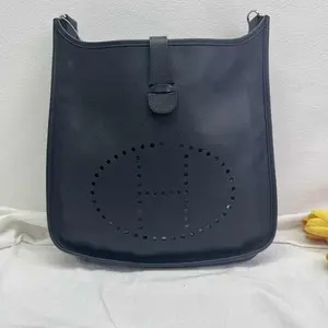 Pre-owned HERMÈS Calfskin Shoulder Bags Hermes Evelyne Navy Shoulder Bag T10332465