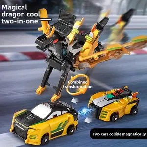 New Golden Wing Flying Dragon Transforming Toy, Two Cars Collision Transforming Silver Wing Flying Dragon, Transformer Car, No Electricity Needed Transforming Toy for Boys and Girls, Children's Gift, Holiday Gift