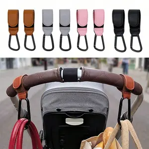 2 Pack Baby Stroller Hooks, Multi-Functional No Drill Magic Tape Hooks, 360° Rotating Design, Universal Car Seat Hooks for Shopping, Travel and Bag