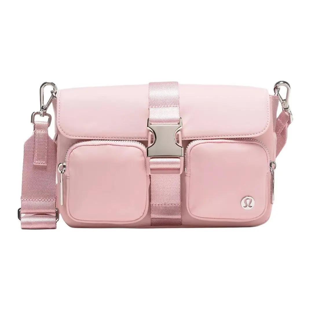 Women's Lululemon Wunderlust 3L Nylon Fashionable Lightweight Crossbody Bag, Adjustable-Detachable Strap, Multiple Pockets, Pink Mist, Adjustable Strap Bag