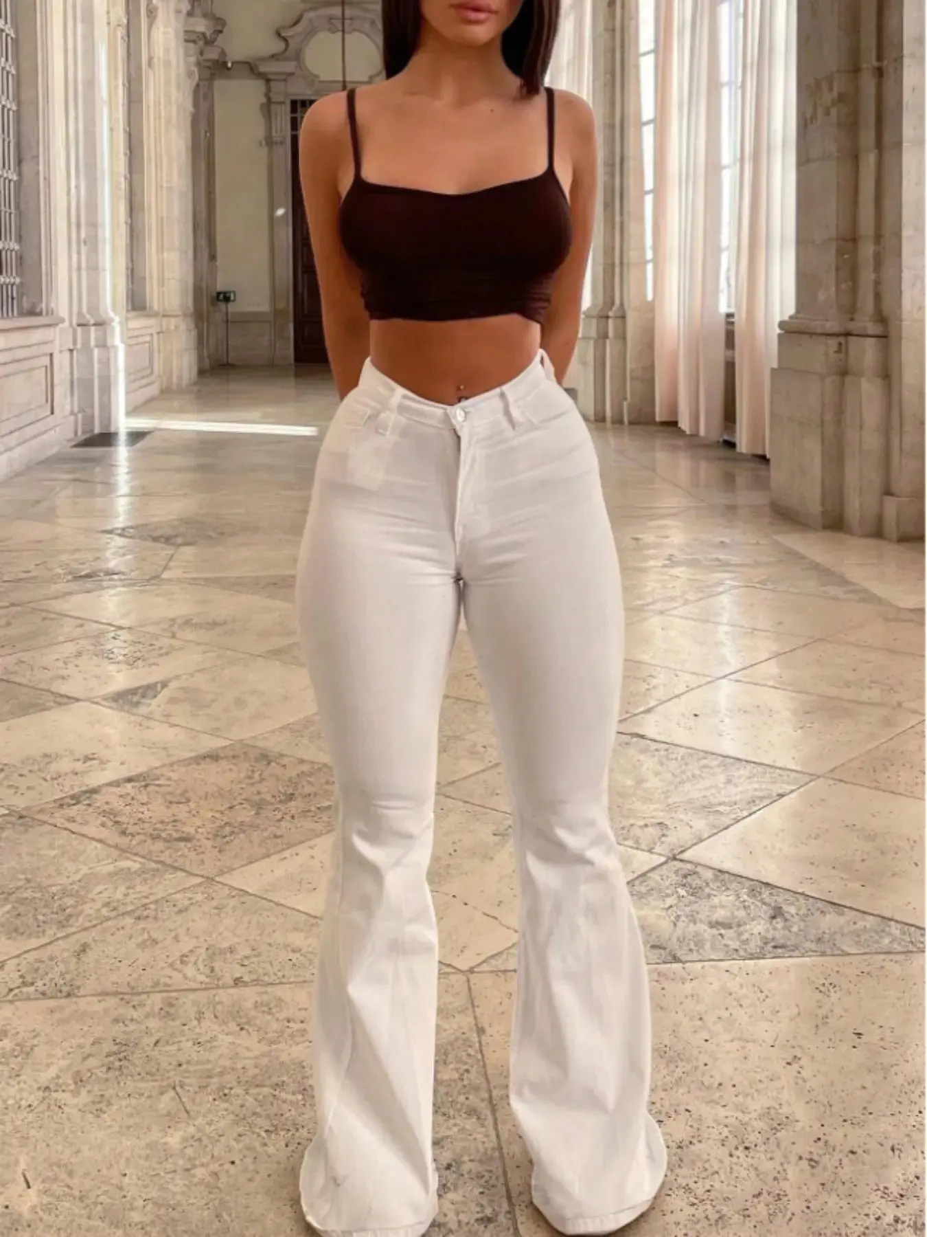 Women's High Elasticity Tight Fit Long Pants Stretchy Casual Comfy Everyday Trendy 2026