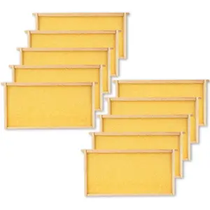 bee hive Frames &Deep Brood  Frames with Wax Foundation, 10 Pack Honey Bee Frames with 100% Beeswax Coated Food Grade Foundation Sheets, 9-1/8-Inch (10Pack-Yellow)