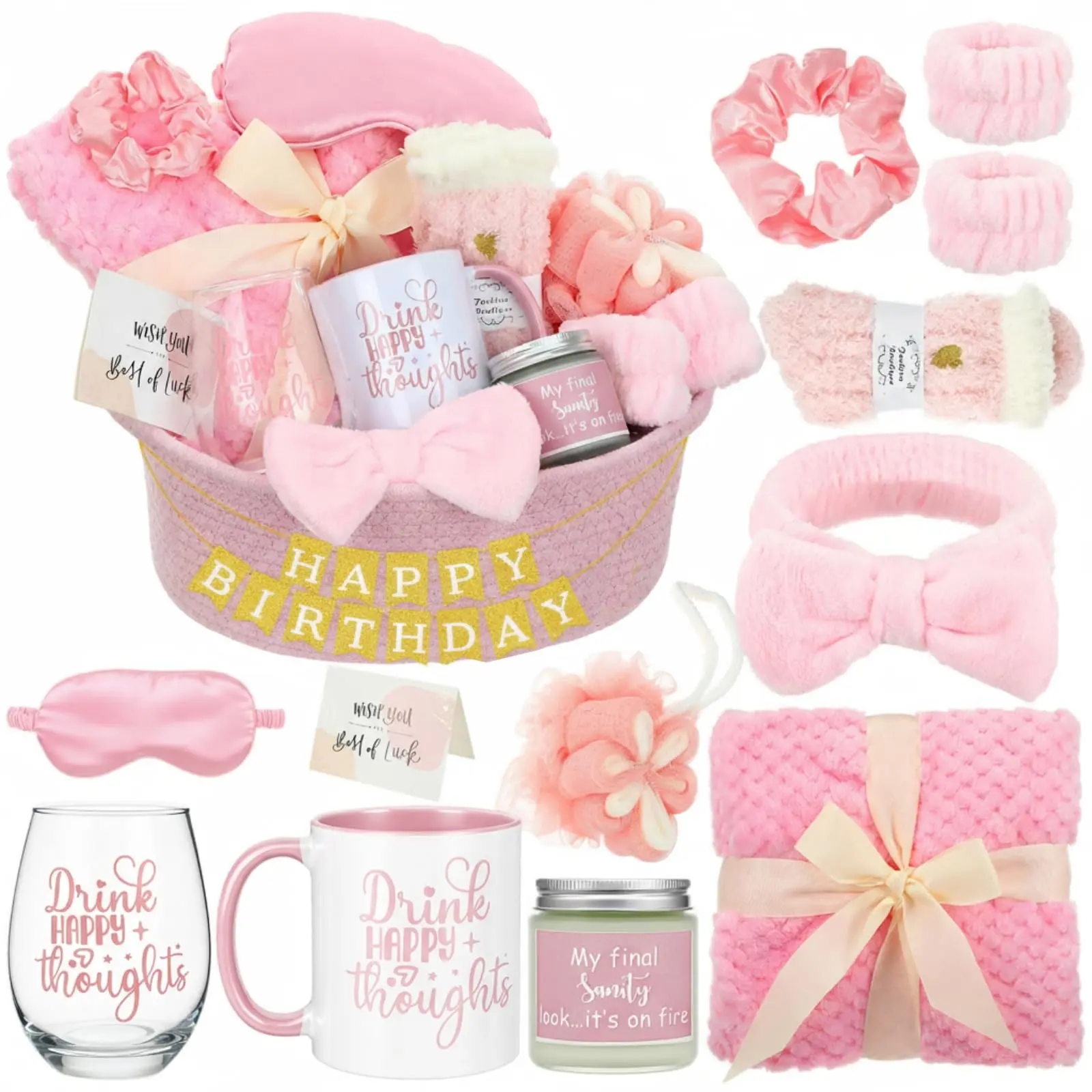 12 Pcs Birthday Gift Basket for Women Spa Self Care Gifts with Blanket Candle Socks Eye Mask for Mom Wife Sister Grandma Best Friend Get Well Soon Anniversary Christmas Thanksgiving Valentine Graduation Mother Day Presents