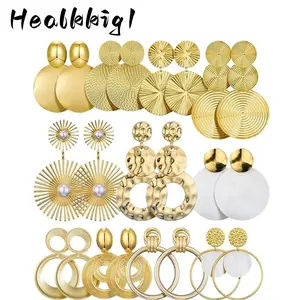 11 Pairs Of Large Disc-shaped Hanging Earrings Pendant Earrings huggie for gauges women screw thick studs titanium fashionable cartilage lightweight piercing free back