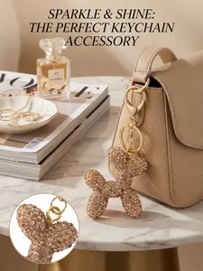 Handmade Resin Keychain with Diamond Balloon Dog Design, Detachable Luxury Women's Car Keychain, Elegant Simple Style,Valentine's Day,lovers, Rhinestone Keychain