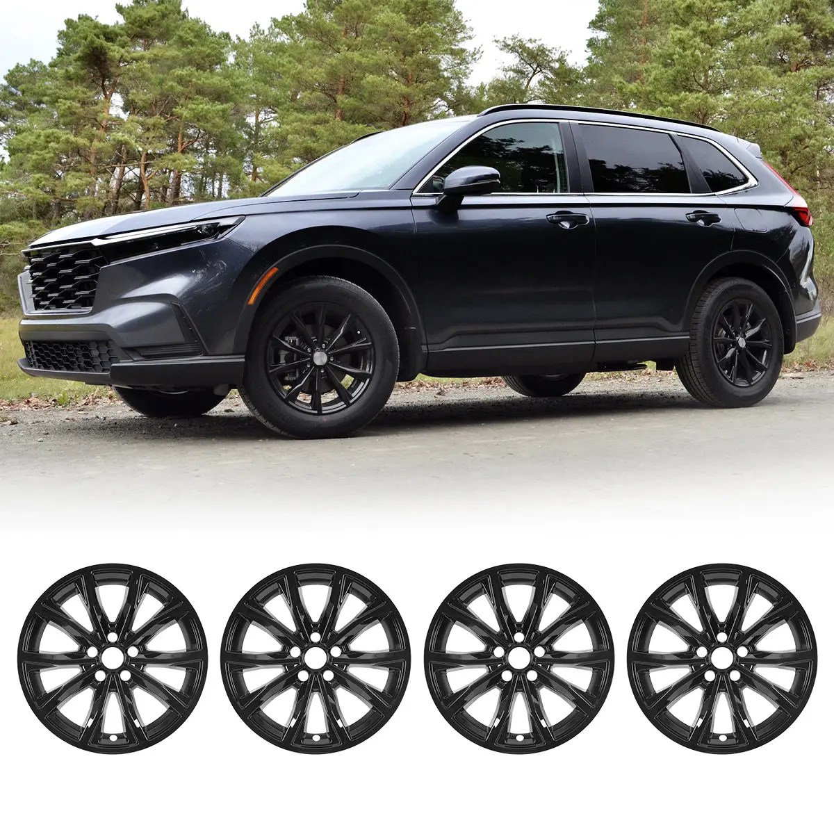 WOLFSTORM 4-Pack 18in Wheel Rim Cover Hubcaps, Tool-Free, Appearance Boost, OEM #42700 for 2023-2025 HONDA CR-V EX/EX-L Models
