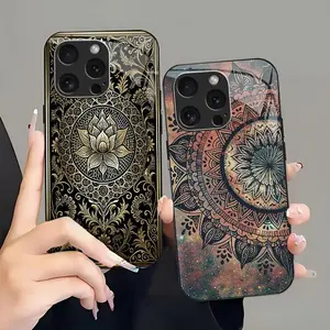 Luxury Boho Mandala Smartphone Casing, Zen Lotus Flower Aesthetic Print Protector for iPhone 16 Pro - Mobile Phone Accessories 975
