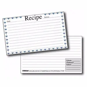 Labeleze Recipe Cards with Protective Covers 4 x 6 - Blue Hearts