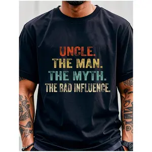 Uncle Tshirt, Uncle The for Man The Myth The Bad Influence Shirt, Uncle Shirts, Soft Polyeste, Gym-Friendly, Running, Sports Tees for Fitness Enthusiasts, Breathable, Outdoor Adventures, Men's Clo, Comfortable Tee Graphic Print Shirt, All-Season Tee