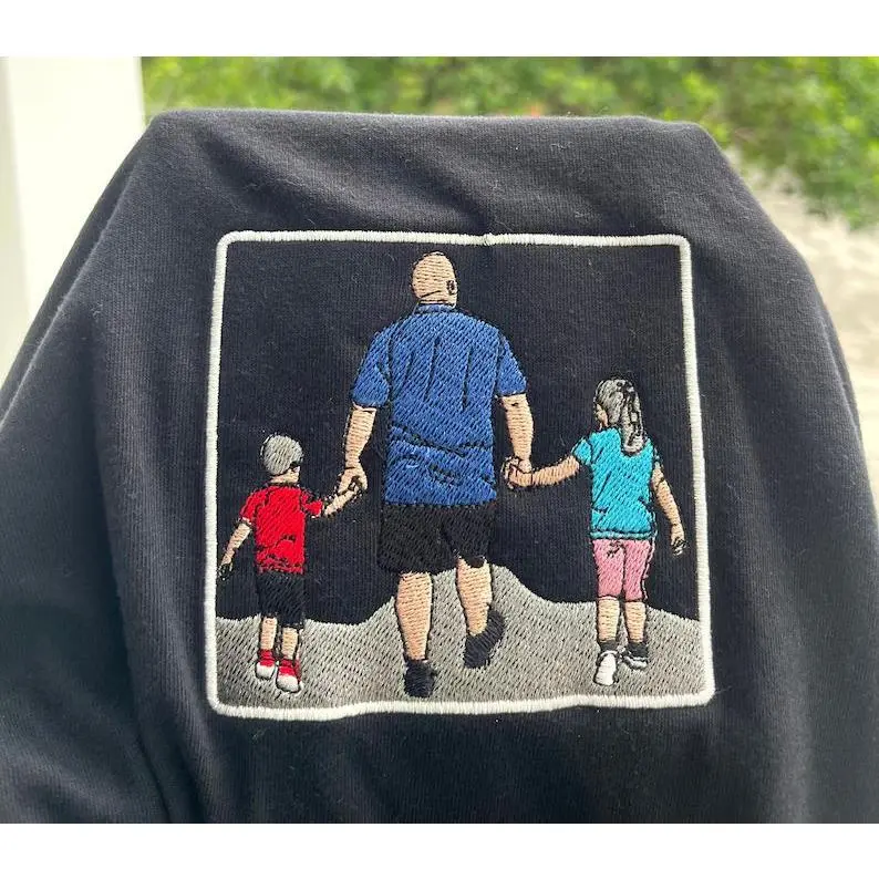 Embroidered dad shirt, Custom embroidered father tshirt, custom father embroidered tshirt, Custom embroidered photo